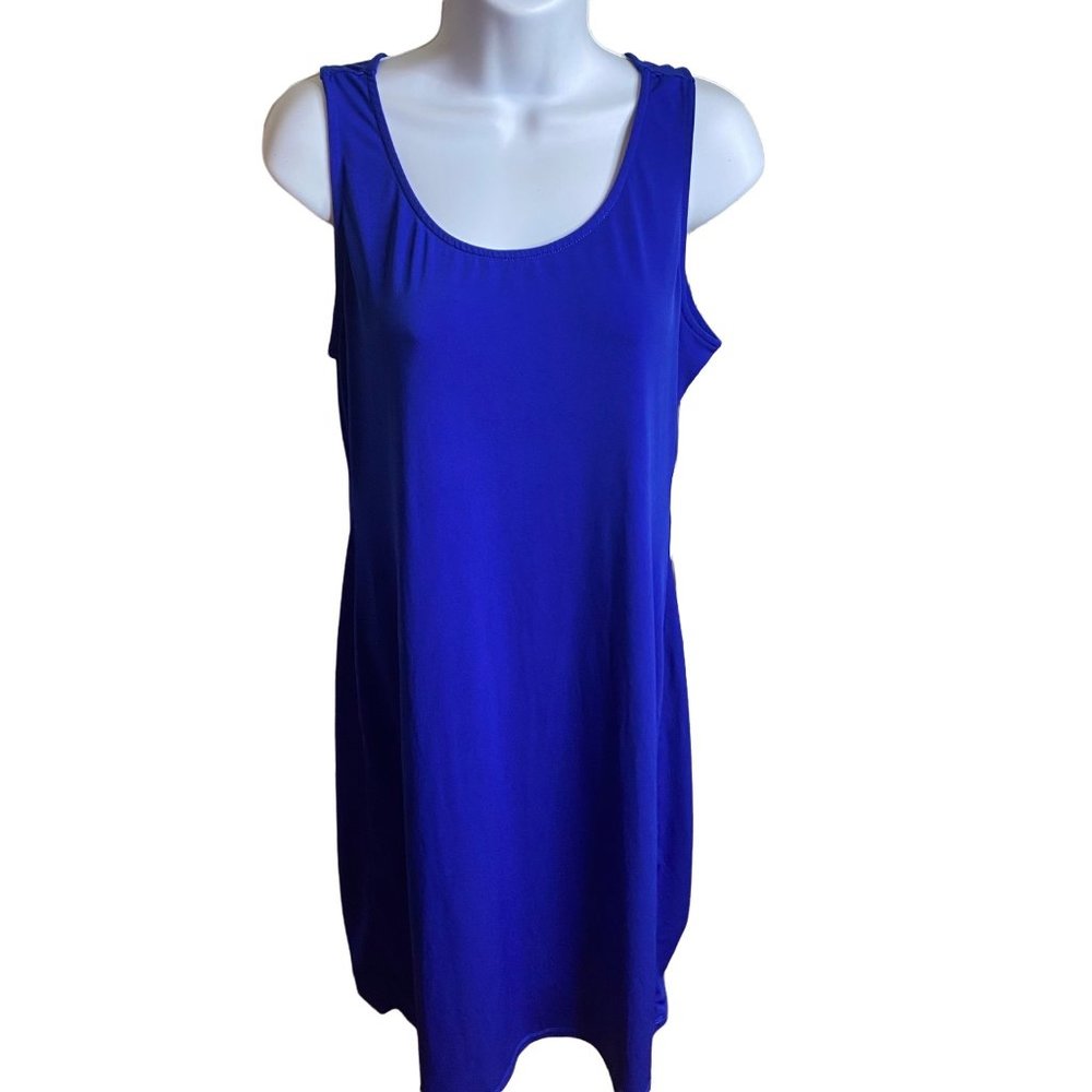 JM studio by John Meyer size M dress made in Egypt tank sheath blue in color